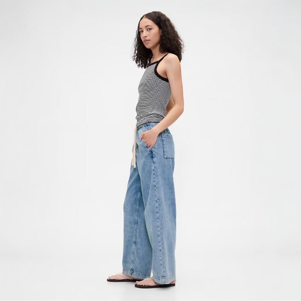 NWT GAP High Rise Pull-On Wide-Leg Jeans - Picture 4 of 9